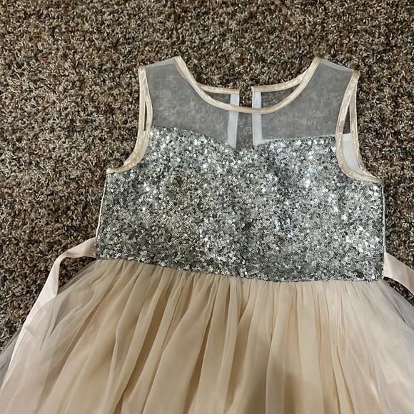 Silver sequin dress with high low back.  Very cute on! - Picture 3 of 6